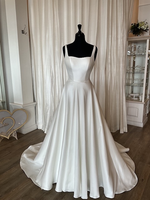 long sleeve short semi formal dresses A-line V Neck Ivory Satin Simple Elegant Wedding Dress WD488 US10 / Ivory main image 0