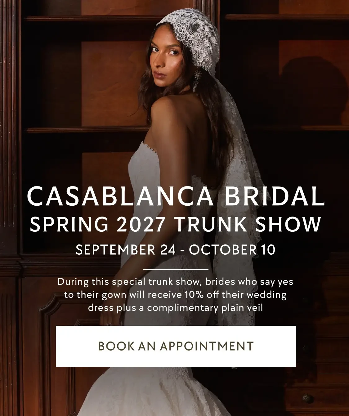 Casablanca Bridal 2027 trunk show banner